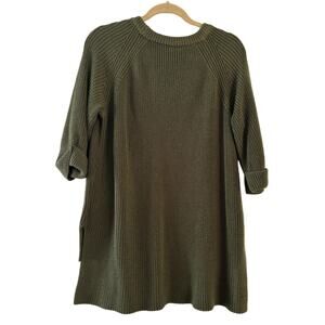Mote Womens Chunky Green Sweater Size Small Ribbed Collar Sleeves